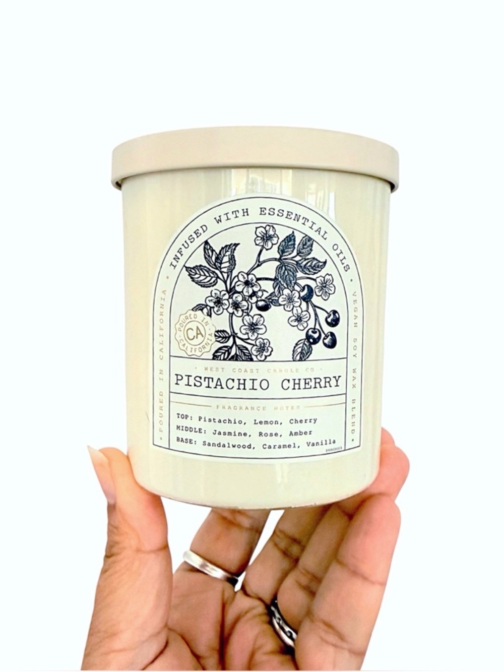 Leoben Company Pistachio Cherry Luxury Scented Candle - Cream
